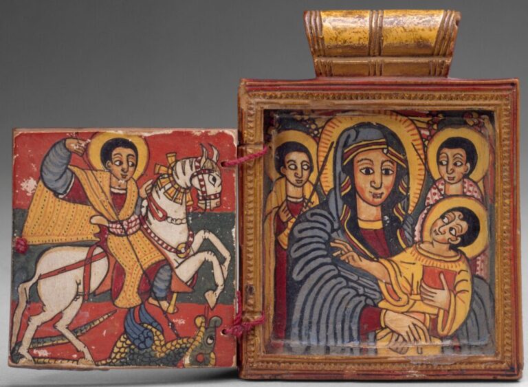 Unknown artist, Double Diptych Icon Pendant, early 18th century; Wood and tempera paint, 3 3/4 x 2 3/4 in.; Metropolitan Museum of Art, Rogers Fund; inv. 1997.81.1