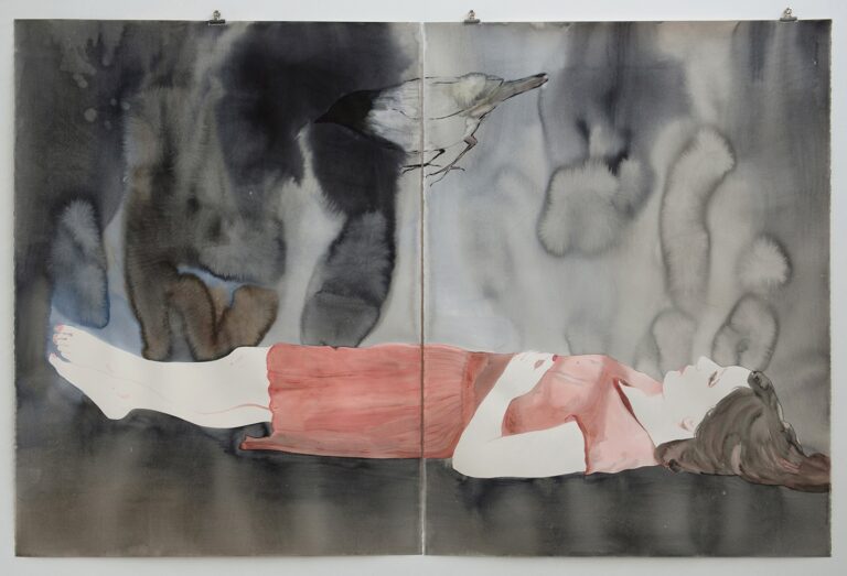 Françoise Pétrovitch, Untitled, 2014; Ink on paper, 63 in. x 94 1/2 in.; Courtesy Semiose galerie, Paris