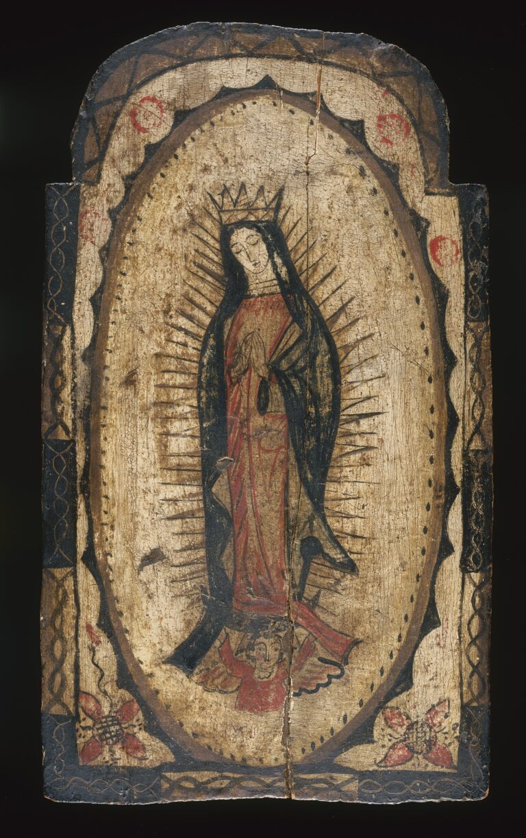 Pedro Antonio Fresquís, Our Lady of Guadalupe, ca. 1780-1830, water-based paint on wood, 18 5/8 x 10 3/4 x 7/8 in. (47.3 x 27.3 x 2.2 cm.), Smithsonian American Art Museum, Gift of Herbert Waide Hemphill, Jr. and museum purchase made possible by Ralph Cross Johnson, 1986.65.113