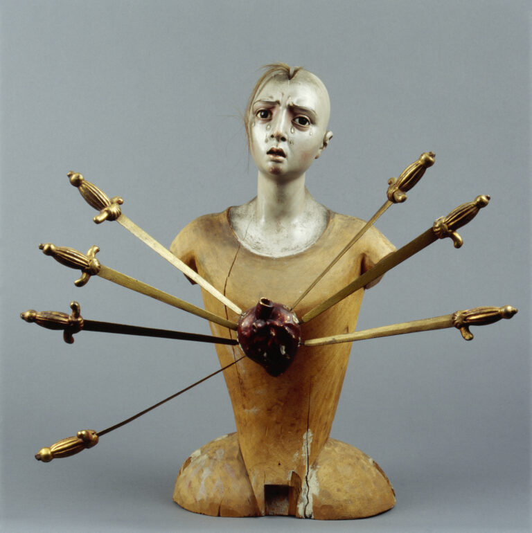 Unknown artist, Our Lady of the Seven Sorrows, 18th century; Polychromed wood, 17 3/4 x 17 3/4 x 9 3/4 in.; Royal Museums of Art and History, Brussels